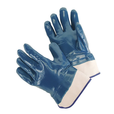 Nitrile Fully Coated Glove over cotton knit, safety cuff. 12dz (image for) Nitrile Fully Coated Glove over cotton knit, safety cuff. 12dz