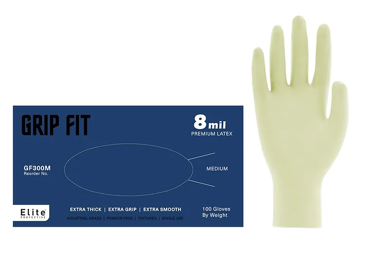 8 mil Grip-Fit® Premium Latex, 10disp/100gloves, M-XL