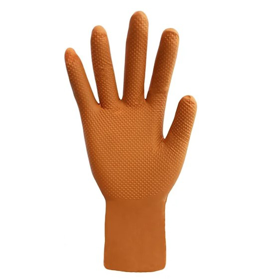 8 mil Orange Nitrile Exam Grade Powder-Free Diamond Grip, 500 ct