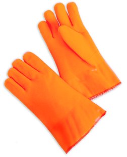 Orange PVC 12" Open Cuff,Foam & Jersey,Smooth Finish, 6 Dozen