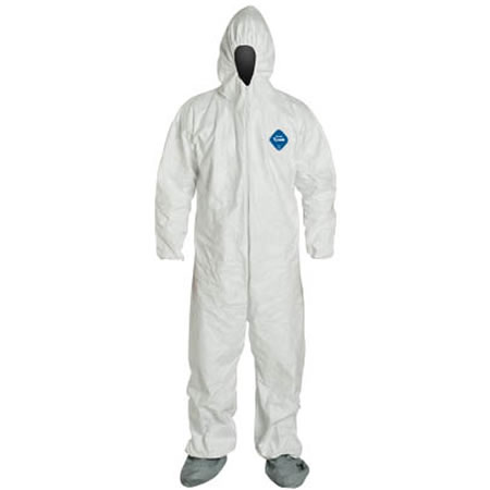 TYVEK TY122S Coverall, Zip front, Attached Hood & Boots, 25 ct.